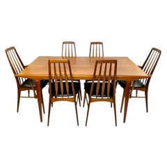 J. L. Møller Teak Extendable Dining Table with 6 Niels Koefoeds Dining Chairs