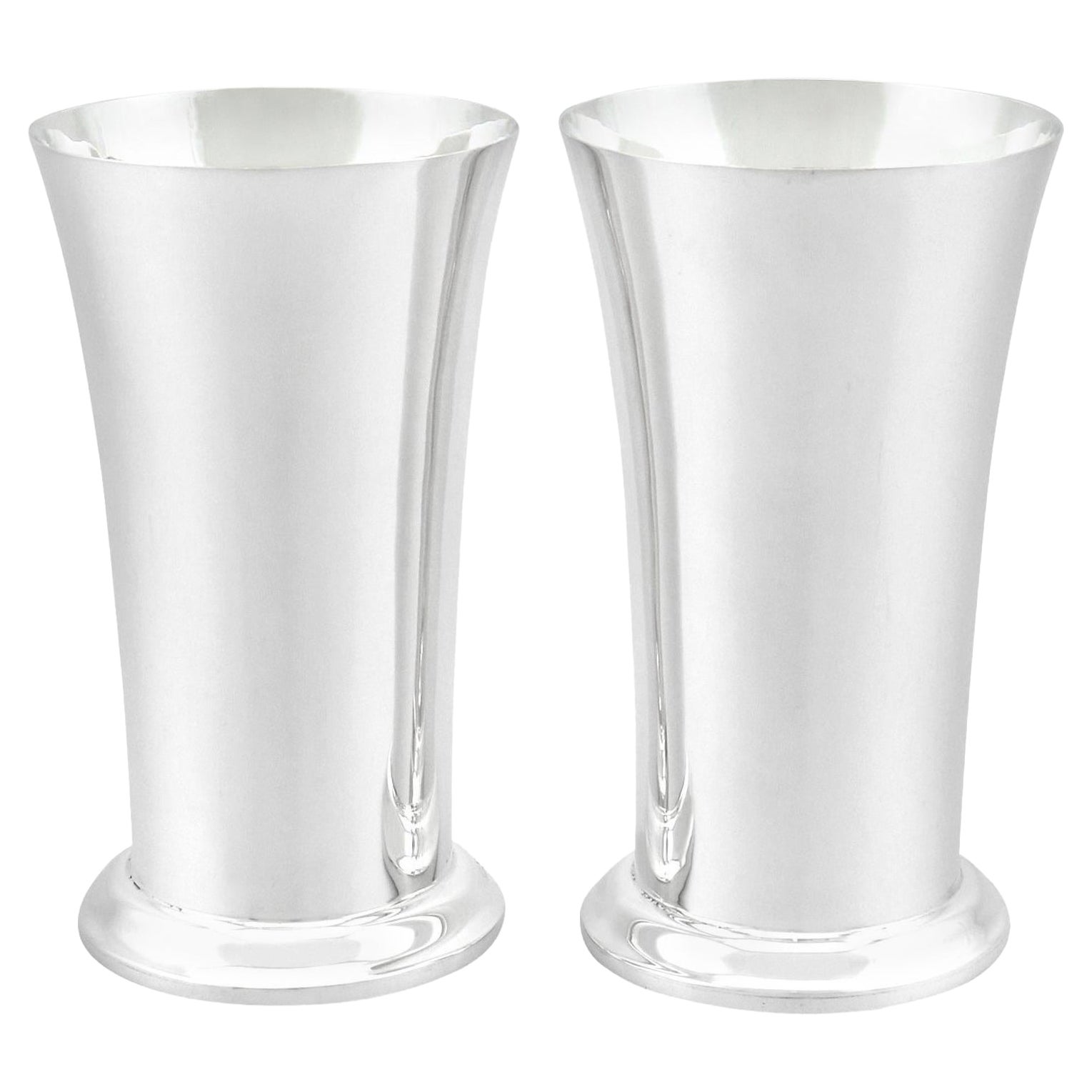 Vintage 1965 Irish Sterling Silver Vases / Beakers