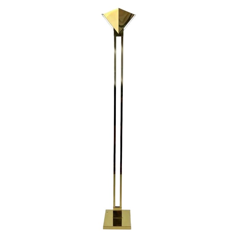 1970s Modern Brass and Glass Floor Lamp