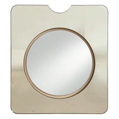 Mid-Century Modern Italian Round Mirror with Smoked Mirror Shaped Frame, 1970s