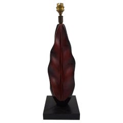 Organically Shaped Table Lamp in Hand-Painted Wood on Base, Mid-20th Century