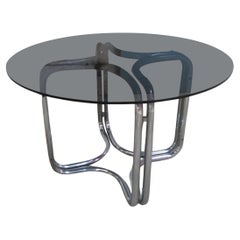 Mid-Century Modern Italian Round Chrome Dining Table by Giotto Stoppino, 1970s