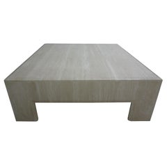 Mario Bellini Inspired Postmodern Square Italian Travertine Coffee Table