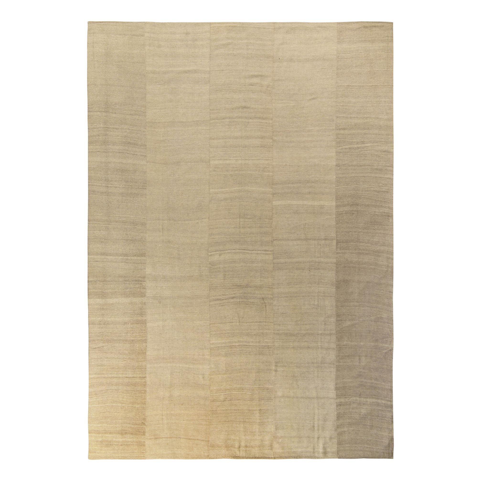 Tapis Kilim contemporain beige et brun à panneaux marron de Rug & Kilim en vente