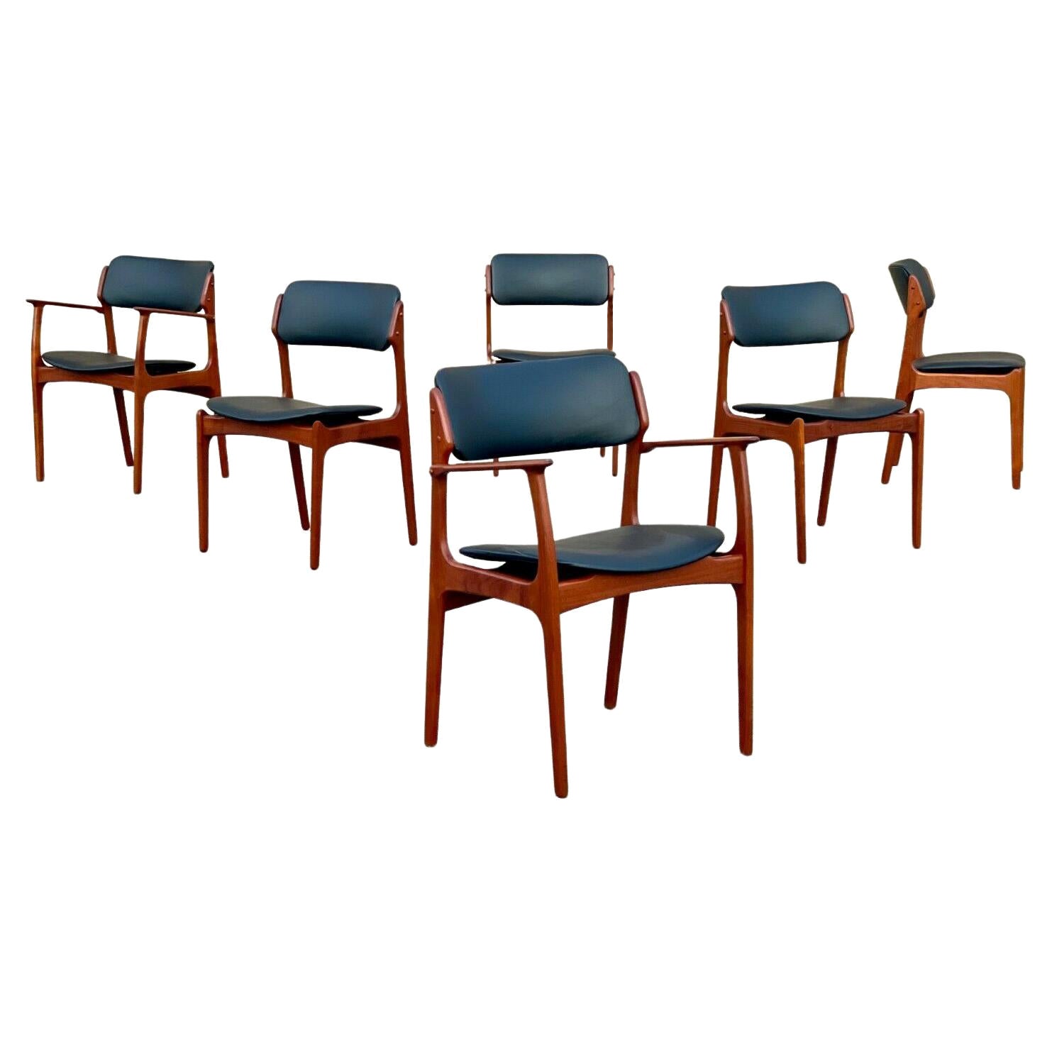 Beautiful Set of 6 Mid Century Modern Erik Buch Model 49 & 50 Teak Dining Chairs