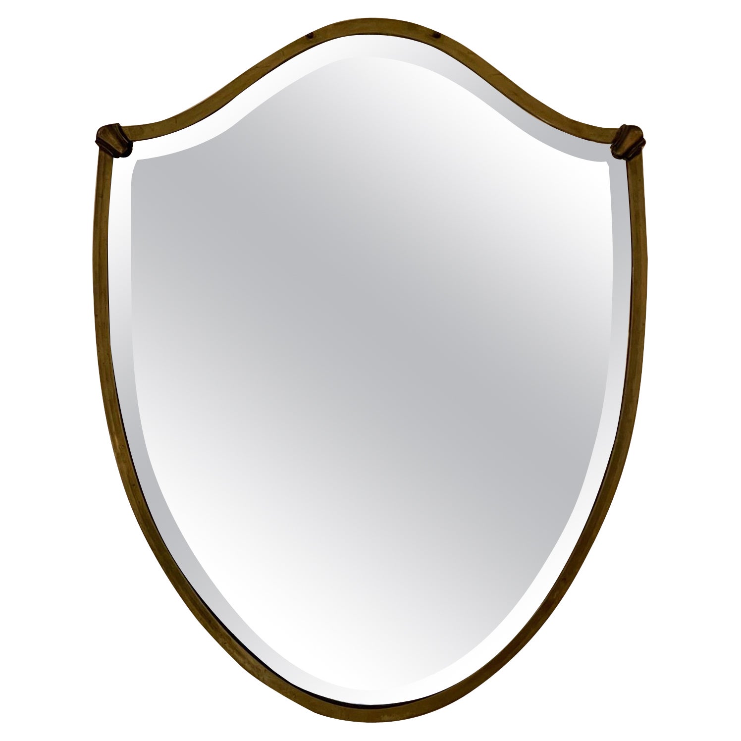 1940s Brass Shield Mirror