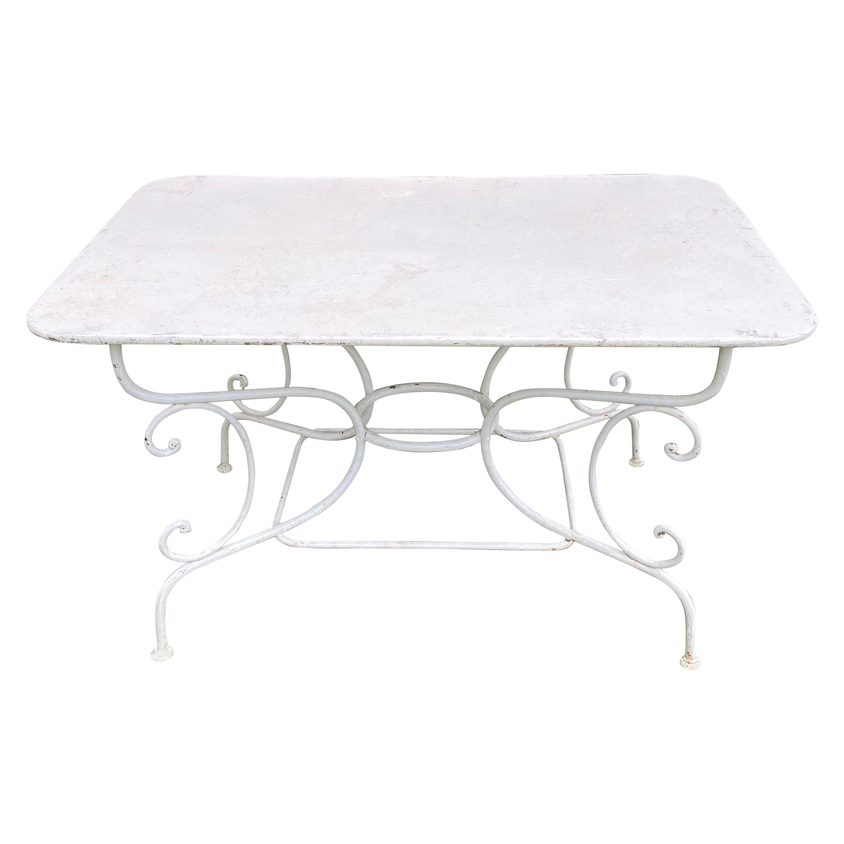 Late 19th C French Wrought Iron Dining Table For Sale