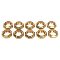 Brass Vintage Octagon Sculptural Napkin Rings Set of 10