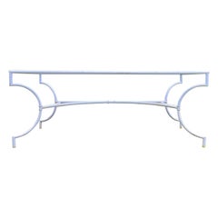 Large French Rectangular Steel Dining Table in Blue Paint