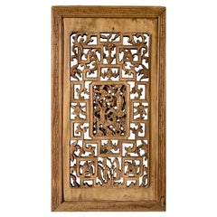Antique Chinese Carved Wood Window Panel