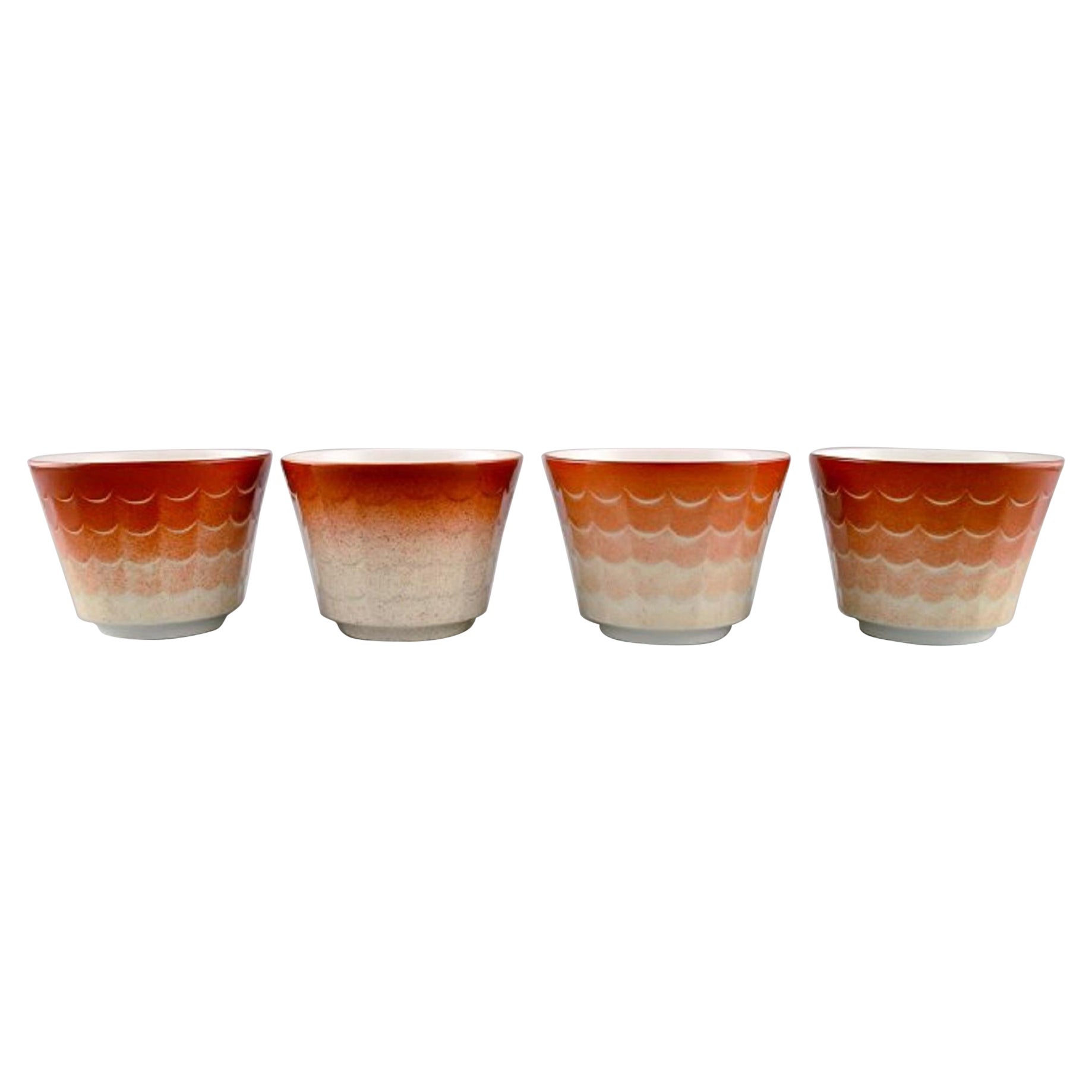 Wilhelm Kåge for Gustavsberg, Four Flower Pot Covers in Porcelain For Sale