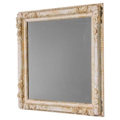 Antique French White and Gold Mirror