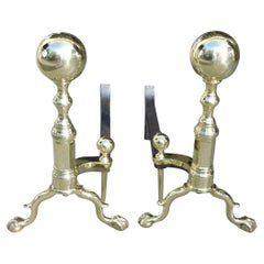 Coppia di androni americani con pinna a sfera in ottone e piedi a sfera e a zampa, circa 1840