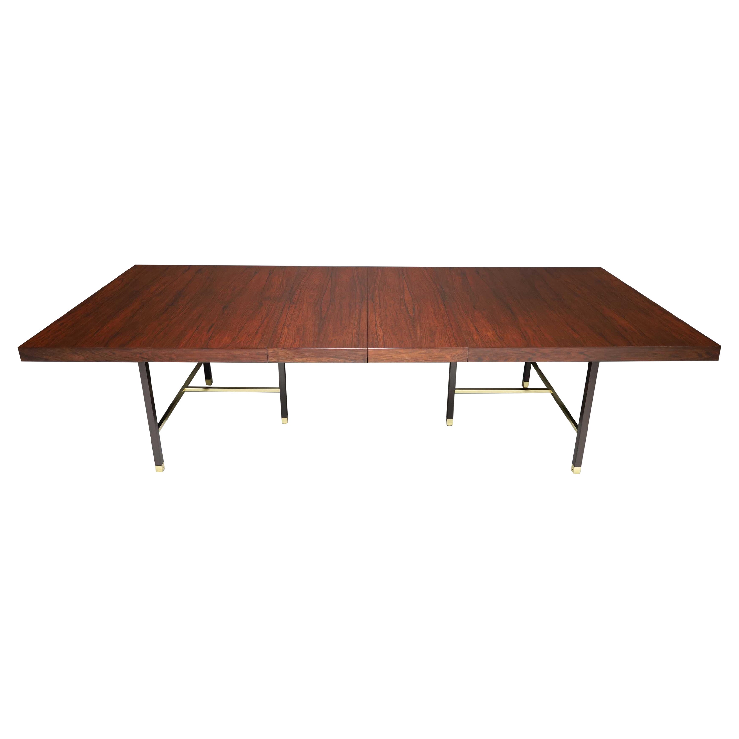 Harvey Probber Rosewood Dining Table with Brass Trim