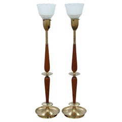 Vintage Mid-Century Modern Uplighter Table Lamps, a Pair