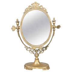Antique French Gilded Bronze Vanity Table Mirror