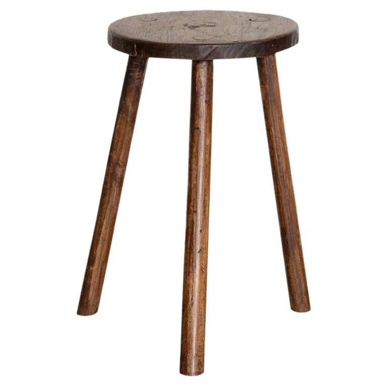 Tall French Wood Tripod Stool