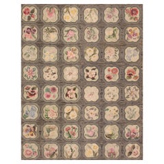 Ancien tapis américain à capuche d'antiquités - 1,90 m x 1,90 m