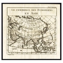 Carte ancienne du commerce européen en Asie par Pluche, 1742