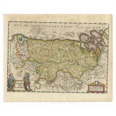 Antique Map of Flanders, Belgium, 1630