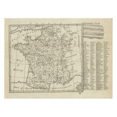 Small Detailed Antique Map of France, c.1780