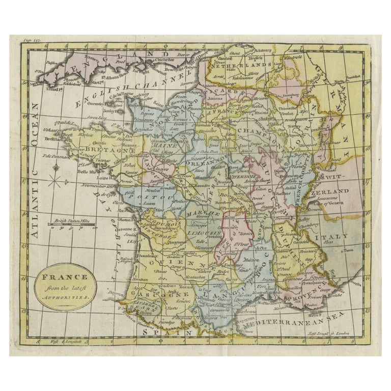 Antique Map of France, c.1795 For Sale at 1stDibs