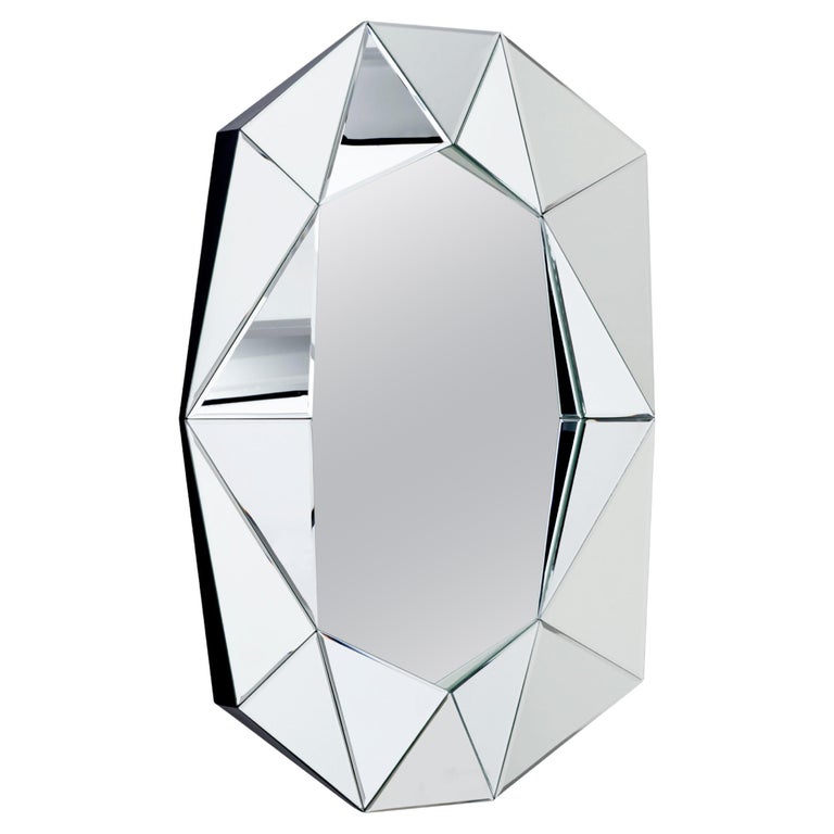 Reflections Copenhagen Diamond Large Mirror Silver For Sale at 1stDibs