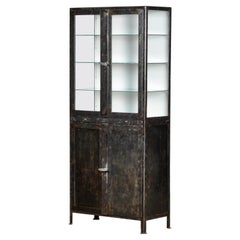 Antique Riveted Iron Medical Cabinet from the 1920s