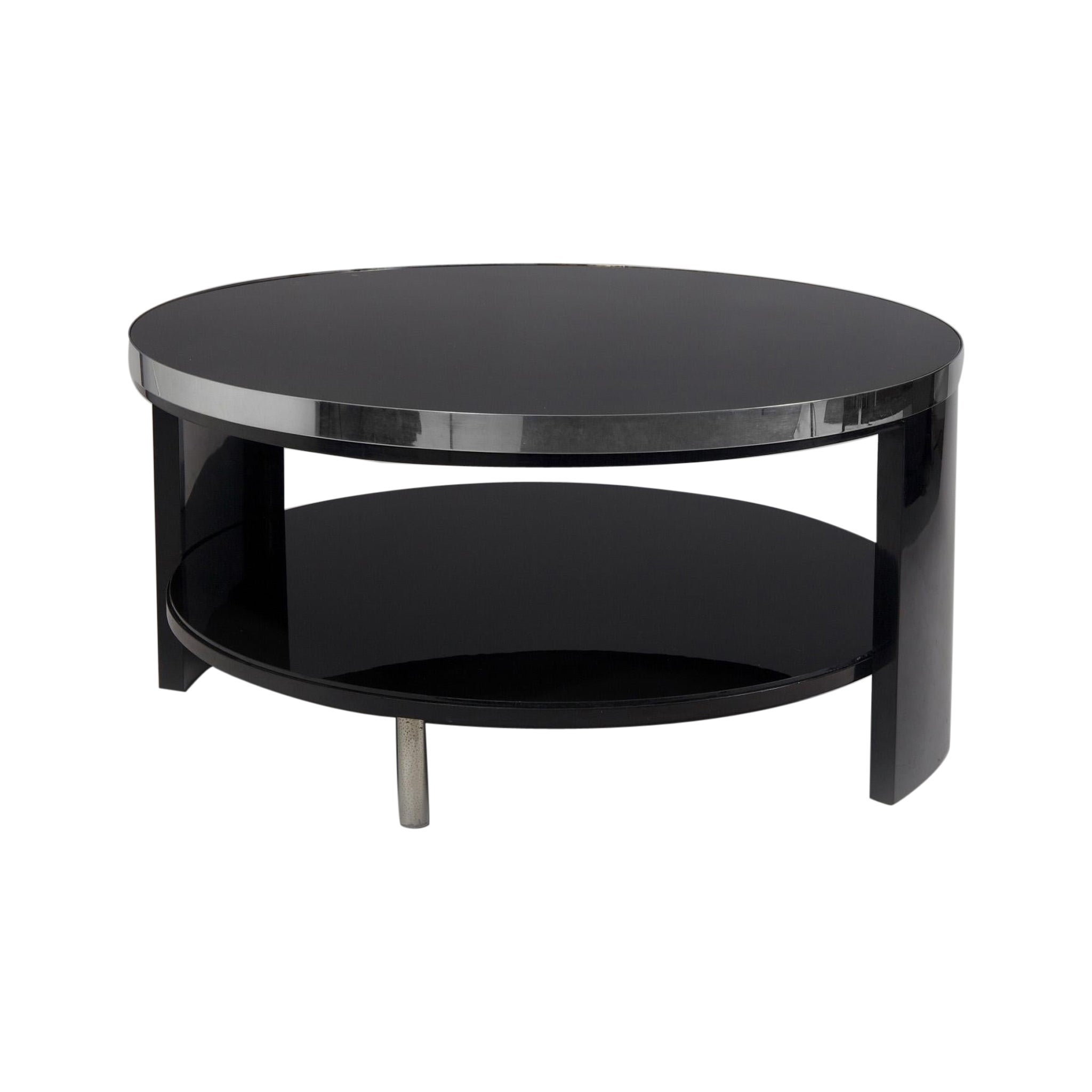 Black Art Deco Coffee Table Made in 1930s Czechia and Restored by Our Team For Sale