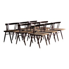 George Nakashima 'Ahmedabad' Grass Seated Rosewood Chairs India, circa 1964