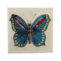 Lisa Larson for Gustavsberg, Wall Plaque in Glazed Ceramics with Butterfly