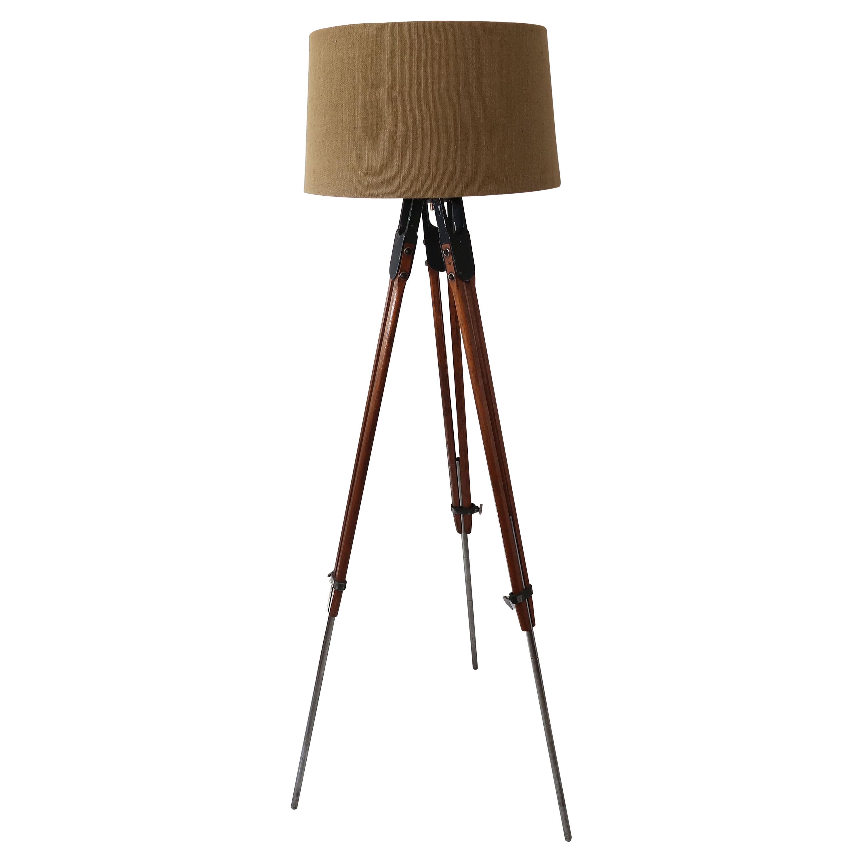 Vintage Tripod Floor Light, English, Mid-20th Century