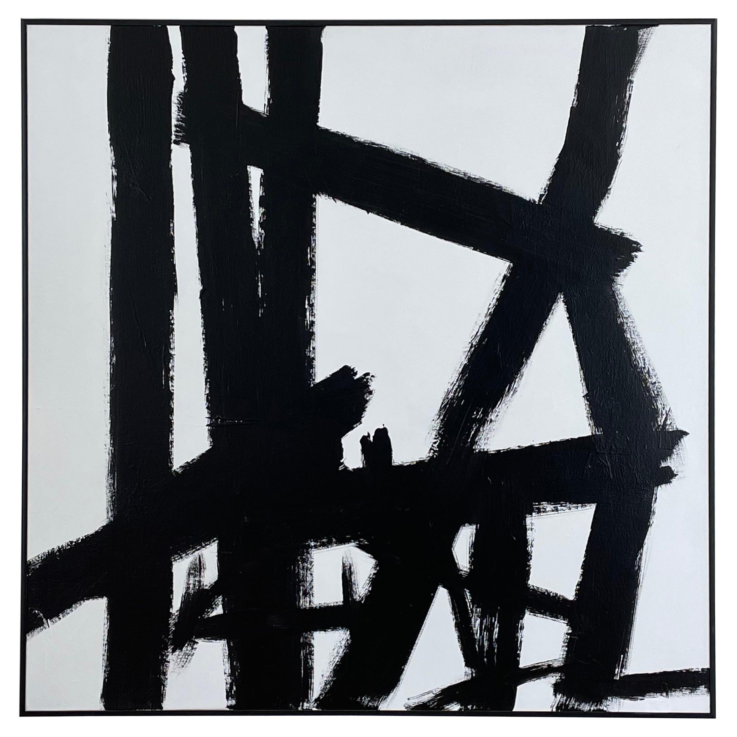 Mid Century Abstract Expressionist Painting in the Style of Franz Kline