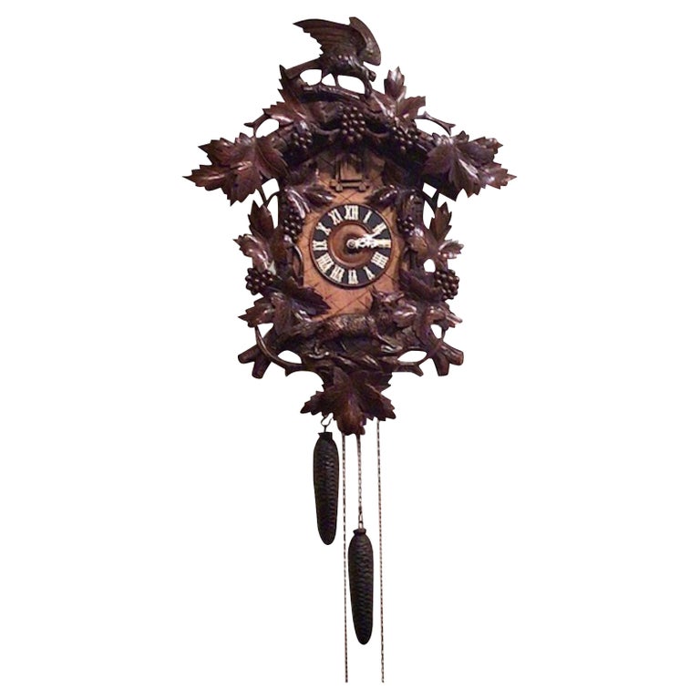 Large Carved Antique Black Forest Cuckoo Clock at 1stDibs