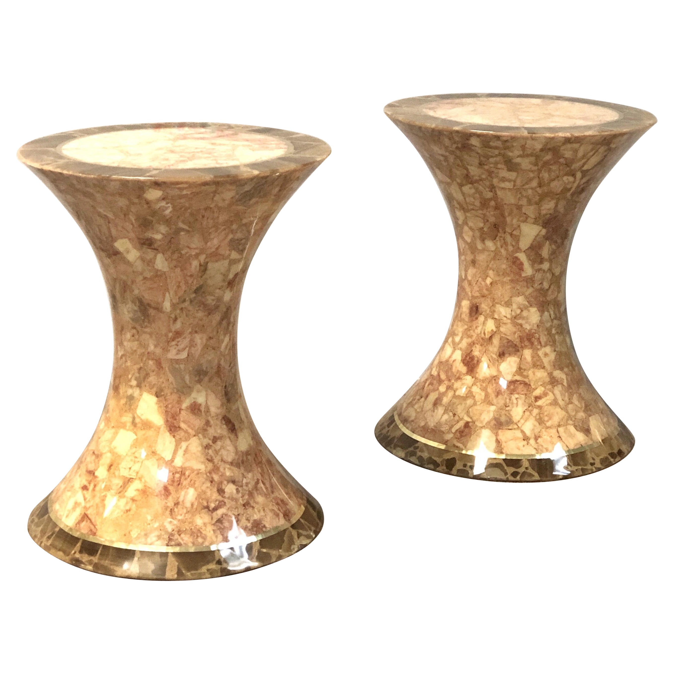 Pair of Onyx Side Drink Tables Stands by Muller Mexico, 1970s