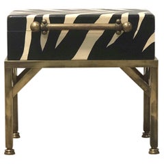 Faux Zebra Box Table with Brass Stand by Hart Associates, 1980s