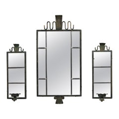 Antique Arvid Böhlmark, Stockholm 1920-30s, Swedish Grace Mirror and a Pair of Sconces