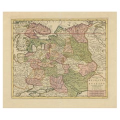 Carte ancienne de la Russie européenne par Tirion, datant d'environ 1725