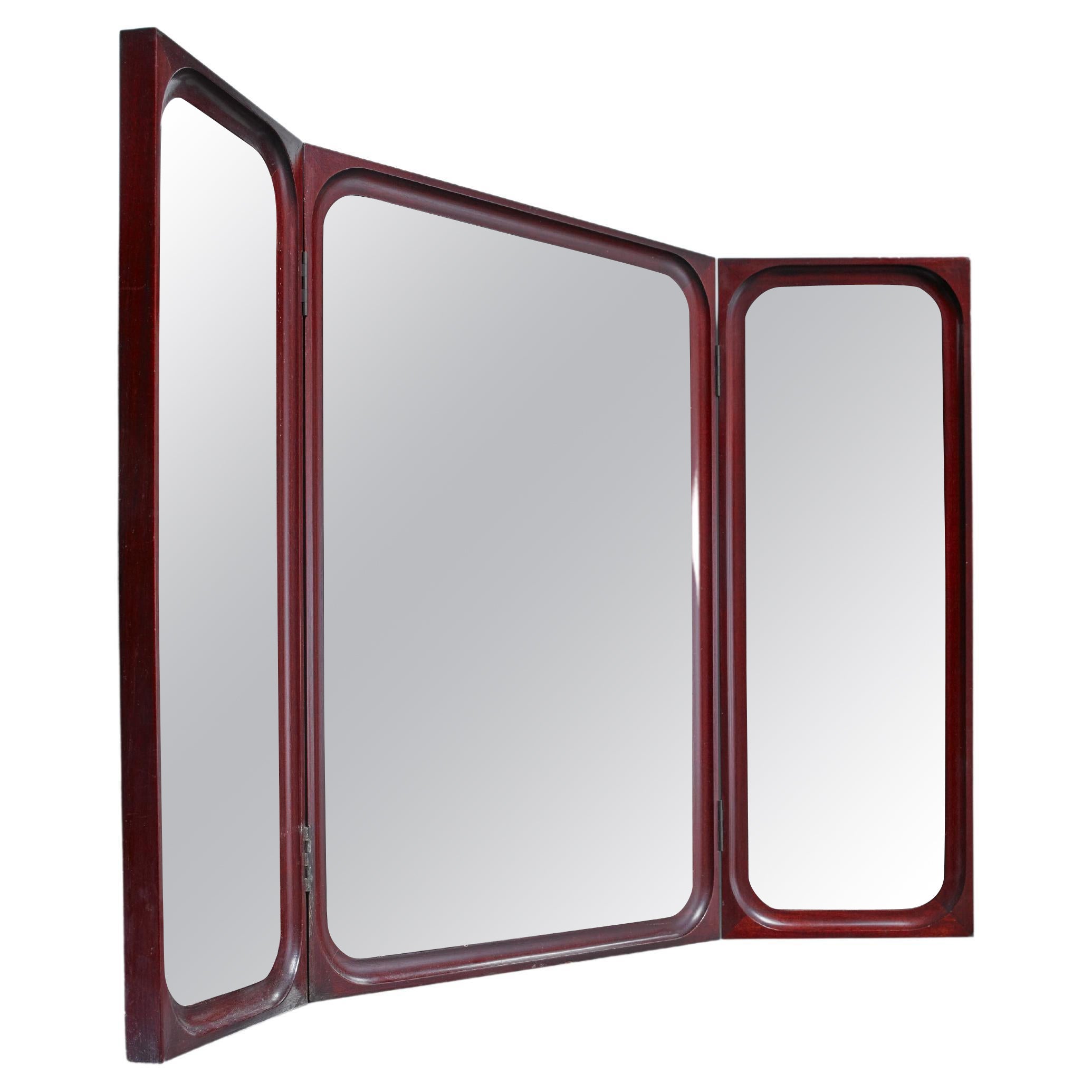Frode Holm Fold-Out Triptych Wall Mirror for Illums Bolighus, Denmark, 1950s For Sale