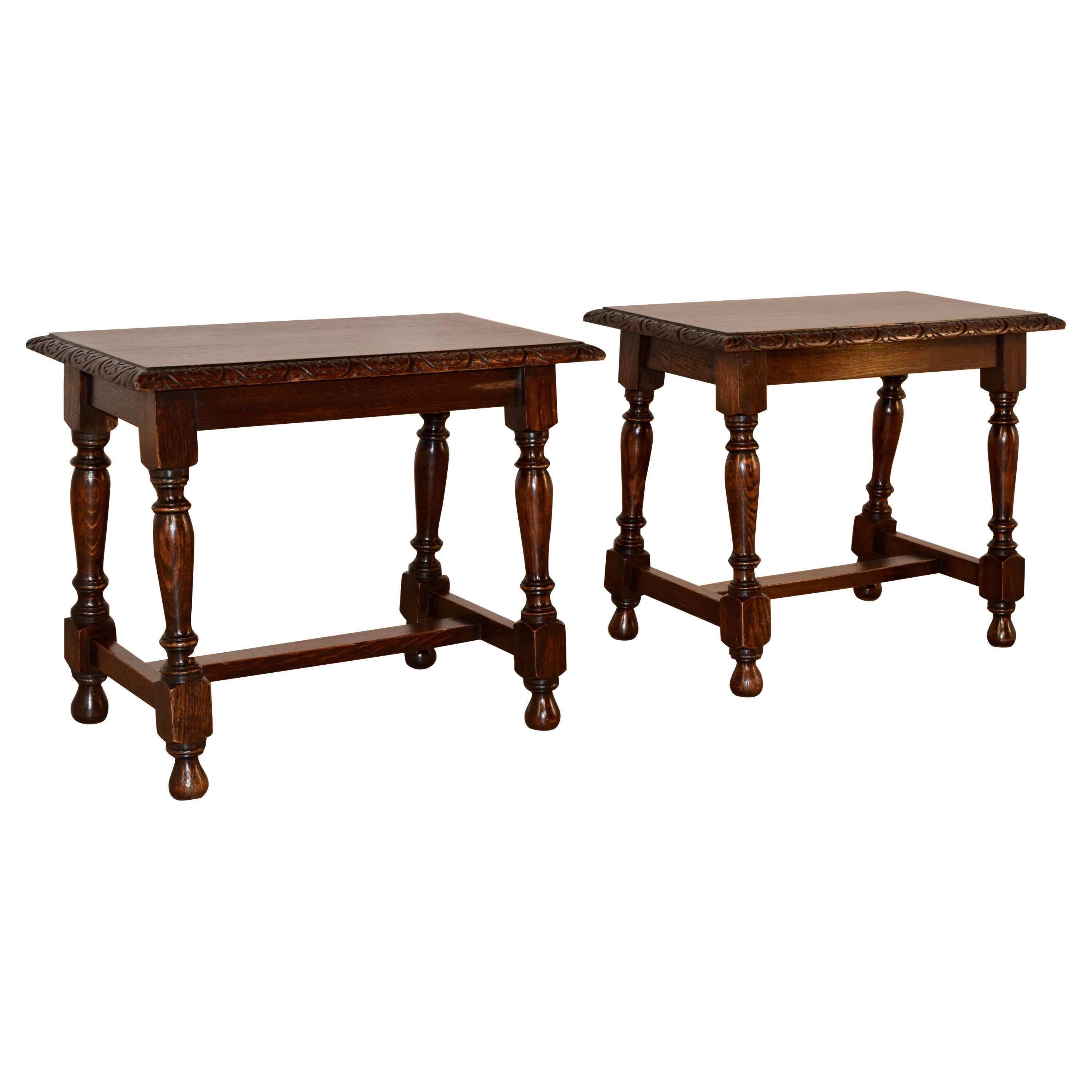 Pair of 18th Century Carved Wood Stools For Sale at 1stDibs