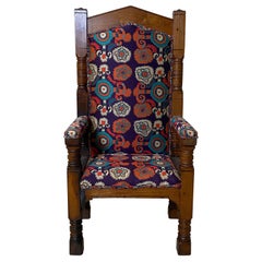 Antique English Free Macon Throne/Armchair in Pine,19 th Century
