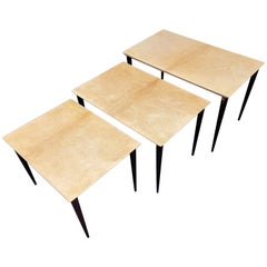 Wonderful Set of 3 Big Aldo Tura Nesting Tables