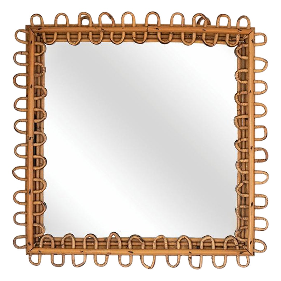 Square Italian Rattan Mirror