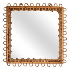 Square Italian Rattan Mirror