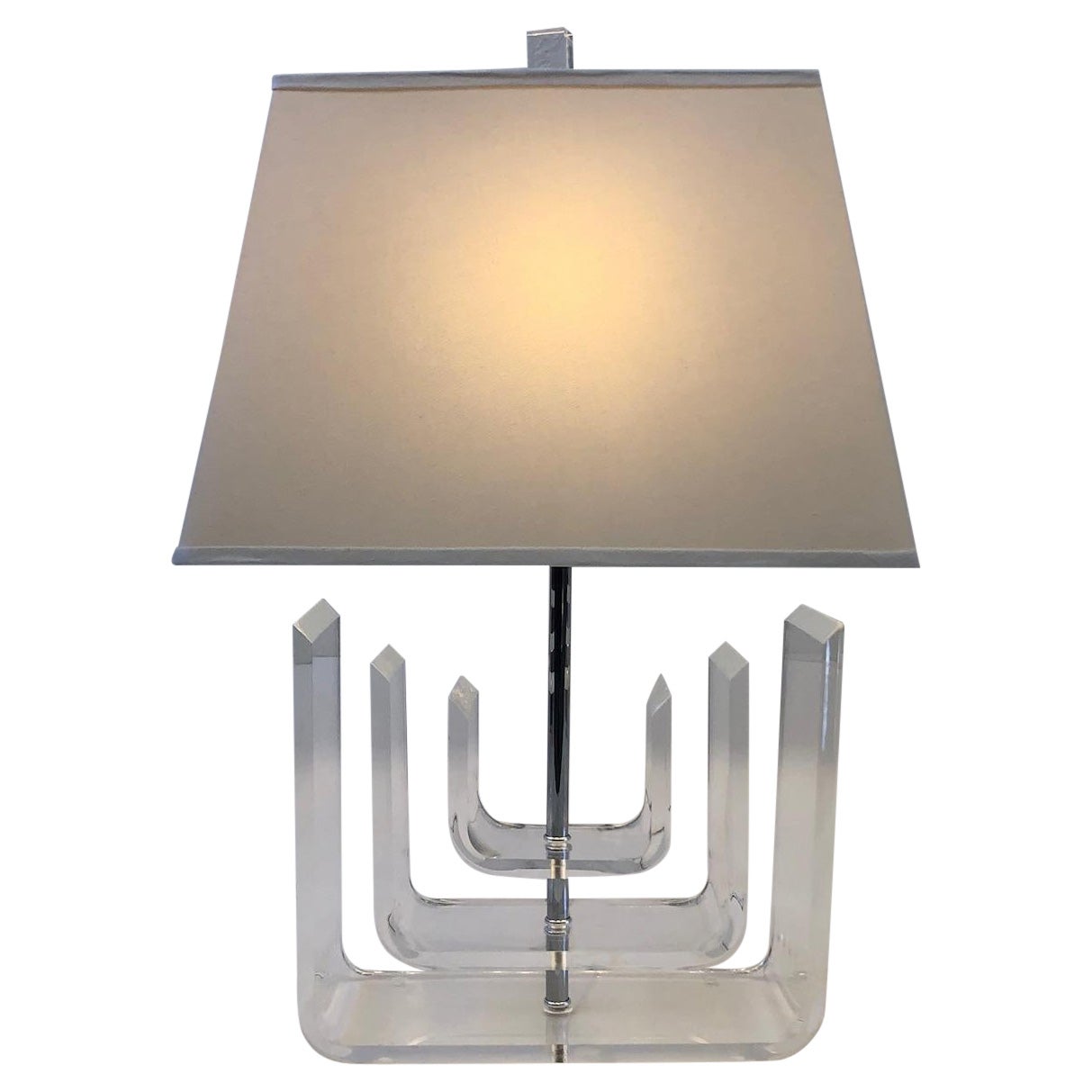 Clear Lucite and Chrome Table Lamp by Marlee