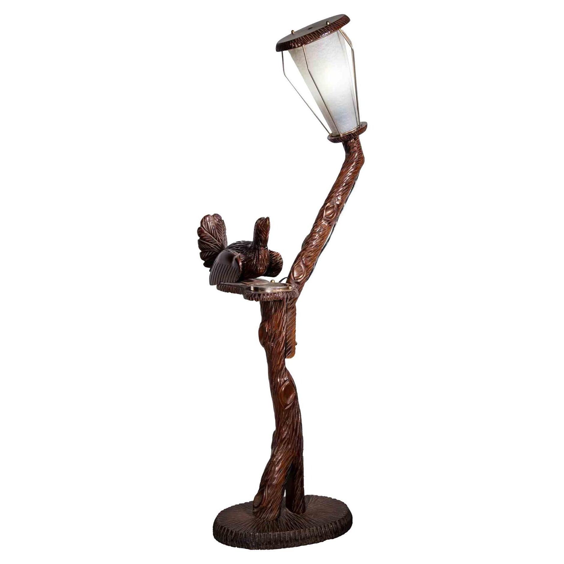 Lampada da terra vintage in faggio di Aldo Tura, Italia, anni '50