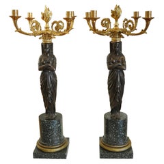 Pair of Early 20th Century Egyptian Revival Candelabra