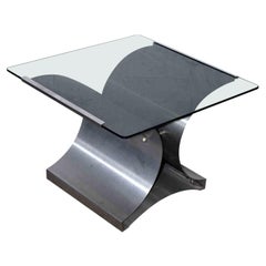 Vintage Steel Coffee Table by François Monnet, France 1970s