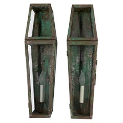 Pair of Handcrafted Wall-Mounted Copper Lantern