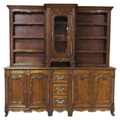 Vintage Large Unique Sold Walnut French Louis XV Carved China Cabinet Sideboard C1920